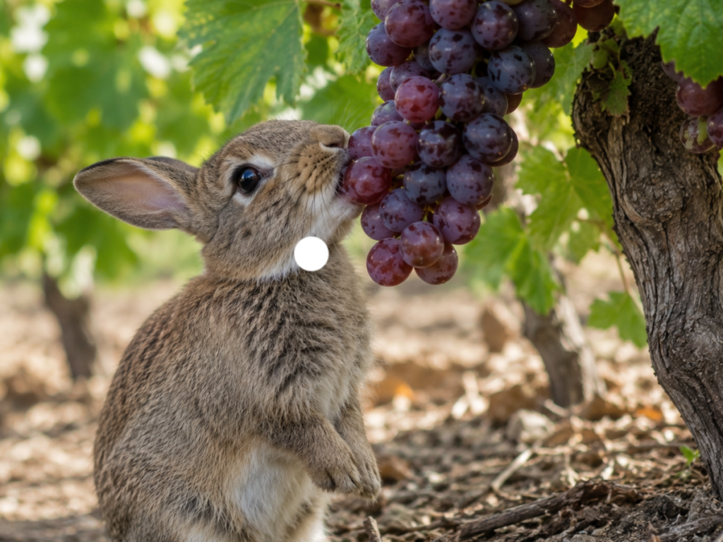 rabbits eating grapes